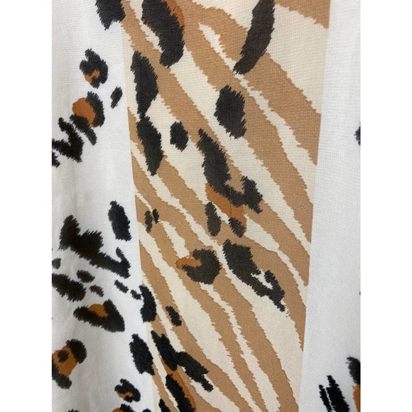 Forever 21 Leopard Zebra Cream Brown Black High Neck Key Hole Back Slip Dress - Picture 3 of 6